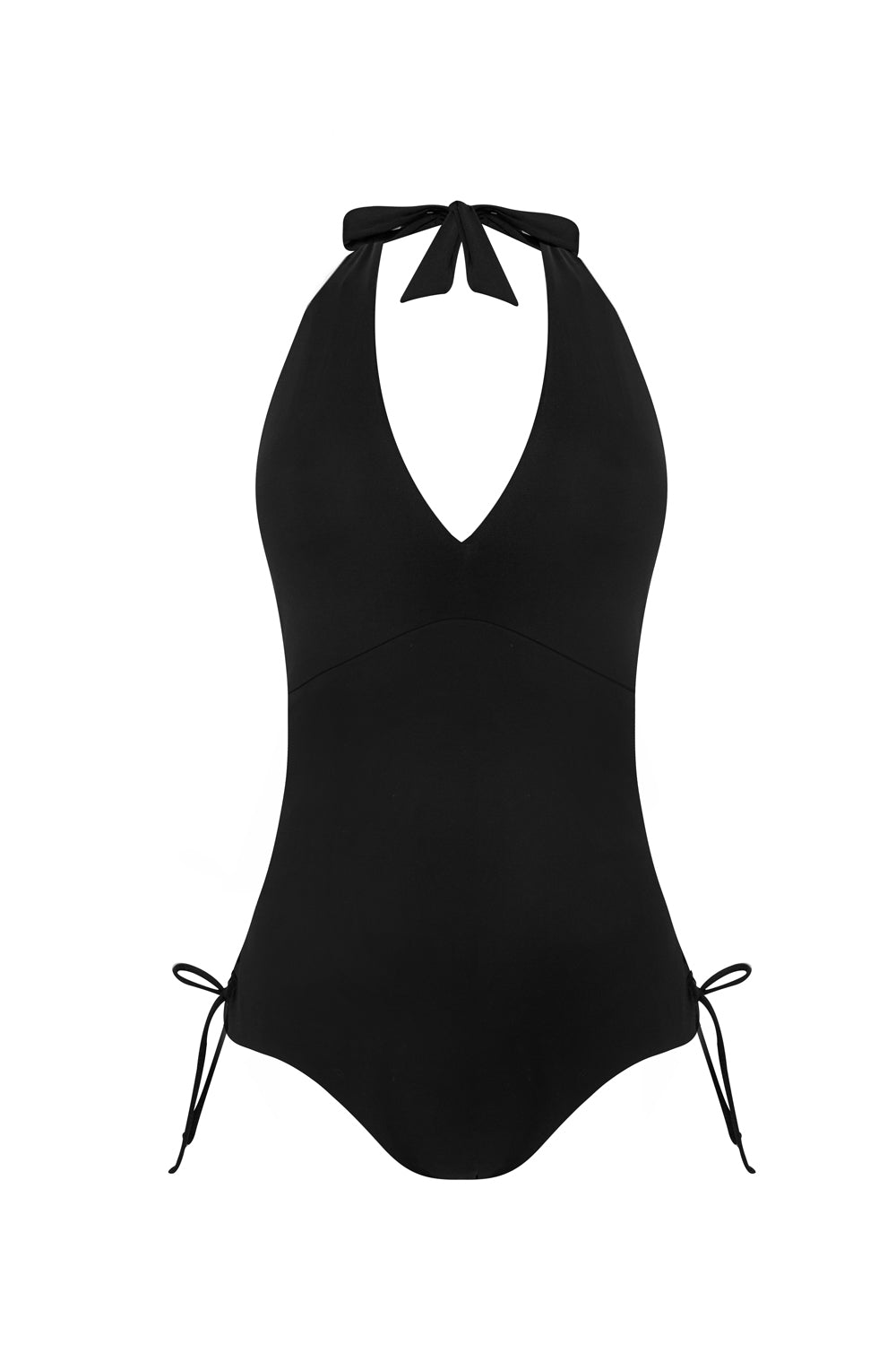 Plunging Halter One-Piece Swimsuit.